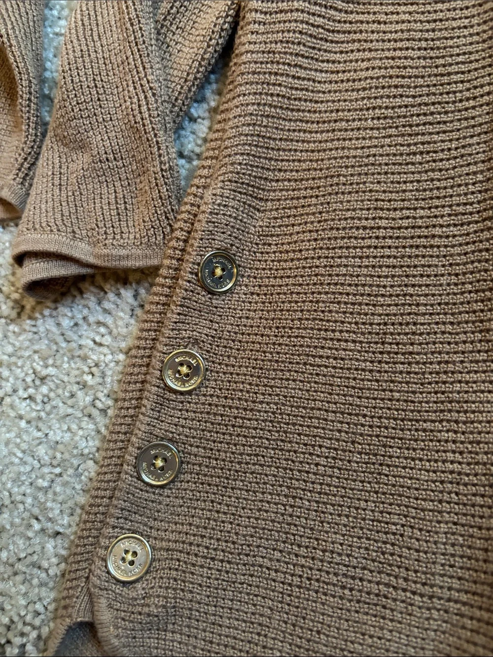 Michael Kors Camel Crewneck Waffle Knit Sweater